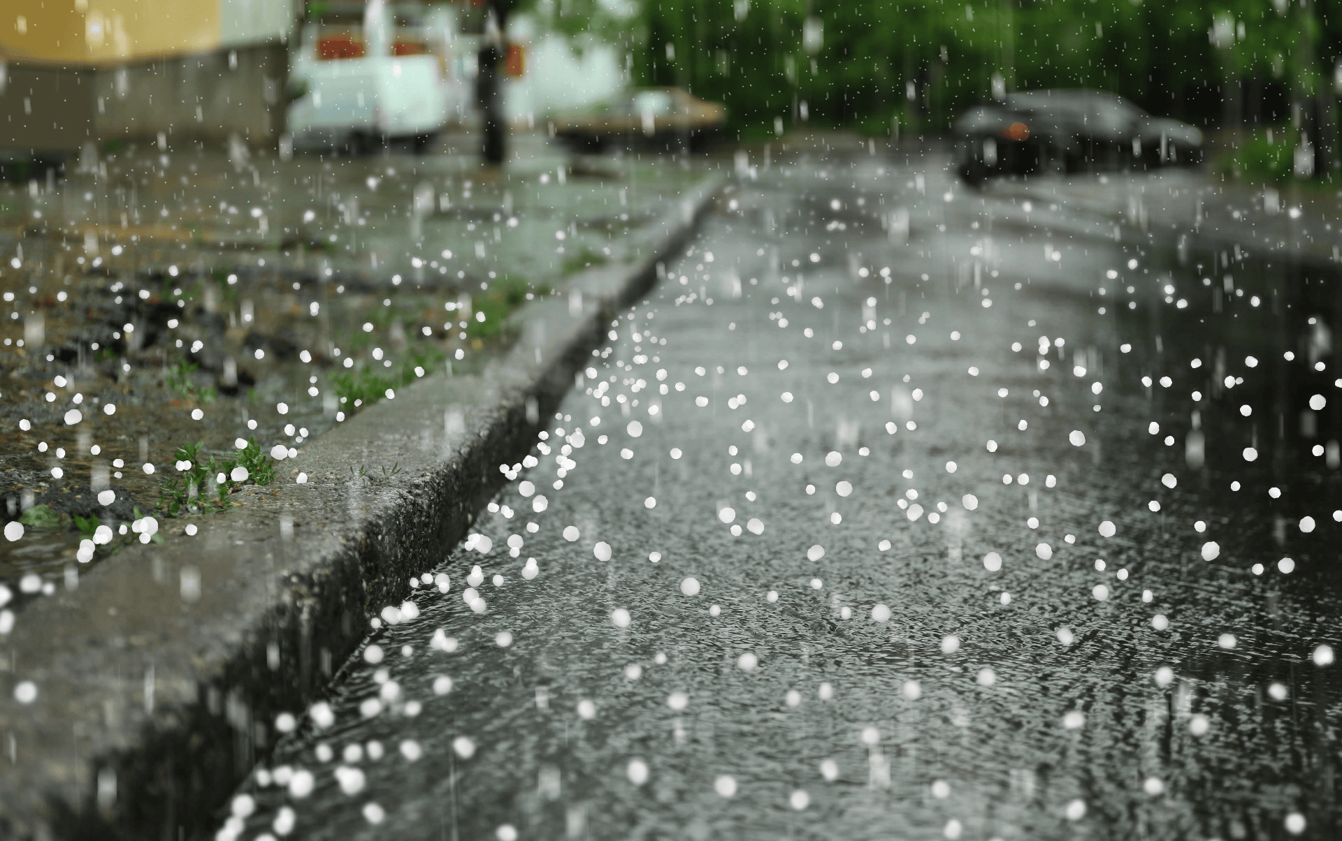Foto di un strada bagnata dalla pioggia