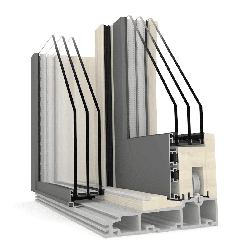 Rappresentazione di un serramento Internorm in Legno e Alluminio