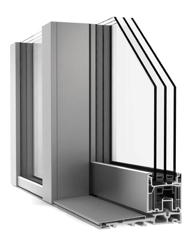 Rappresentazione di un serramento Internorm in PVC e Alluminio