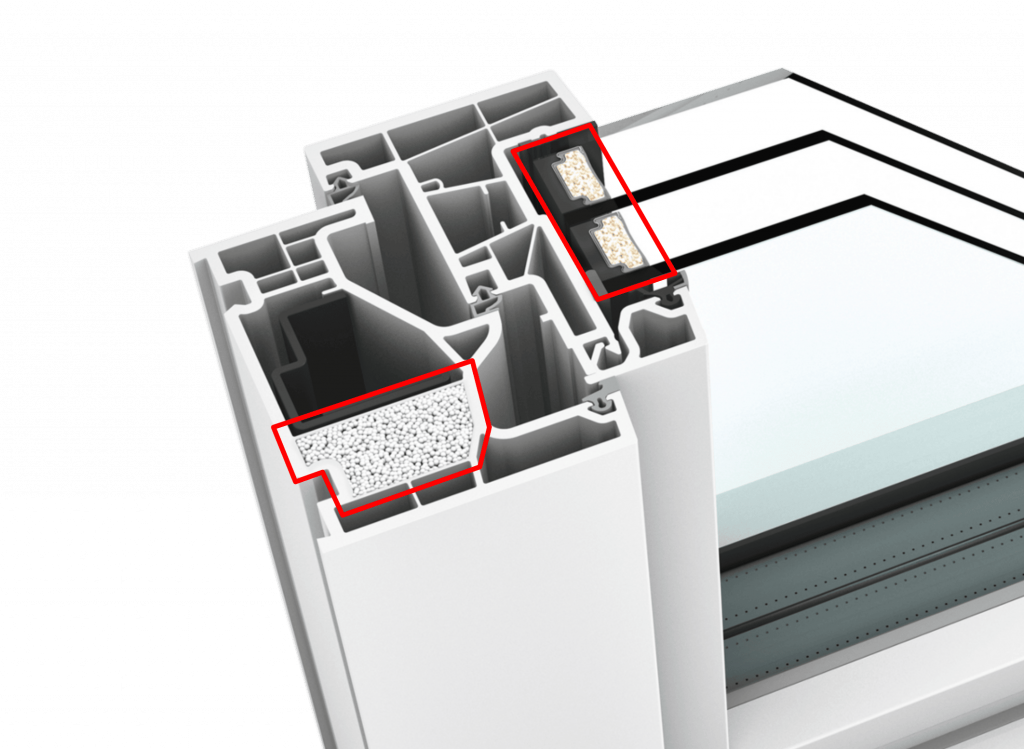 Rappresentazione interna di un serramento in PVC